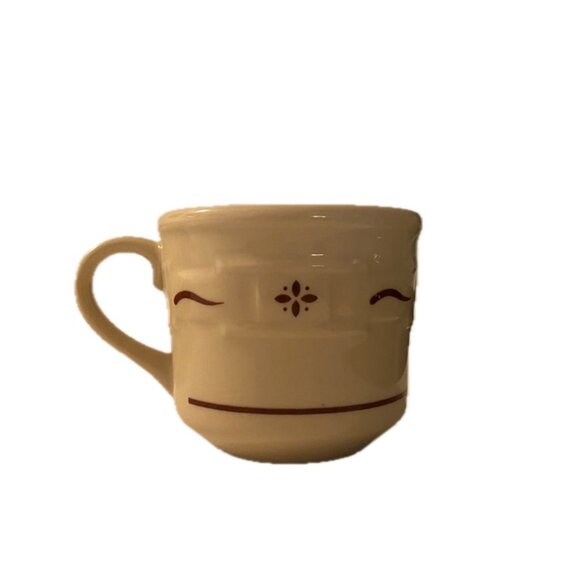 8 Longaberger Mugs Woven Traditions Pottery 4" Coffee Cups Red/Brown Pattern VTG - Picture 7 of 10